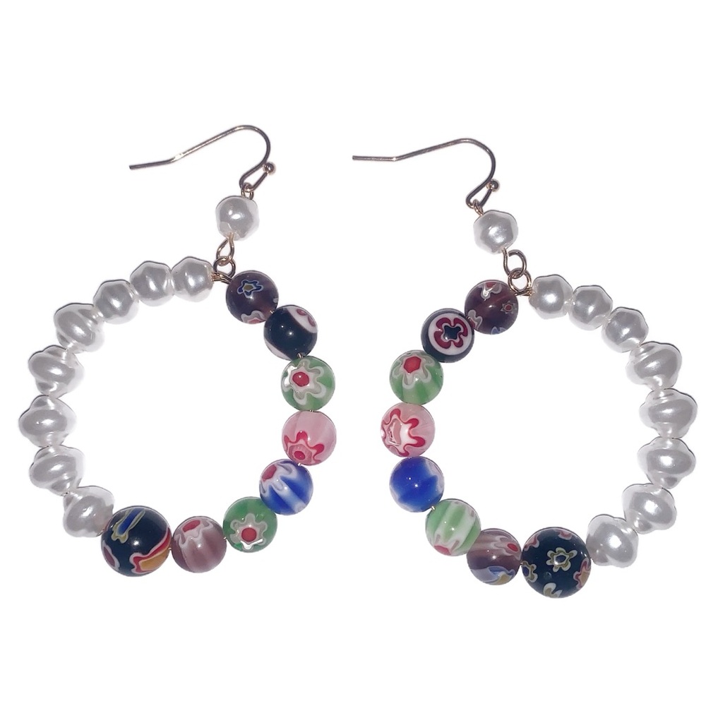 Ashley Stewart Women’s Large Hoop Bead Earrings
